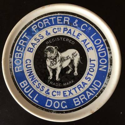 Porter and Co round blue coaster