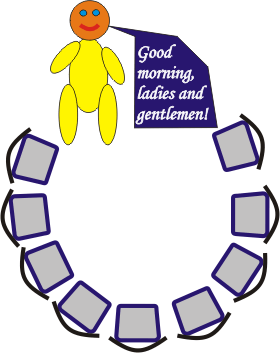 round formation of chairs only, speaker at front